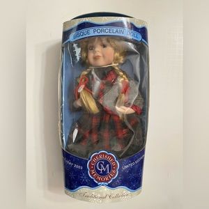 Winter Holiday Dress With Stocking Cap (Bisque Porcelain Doll) Collectible